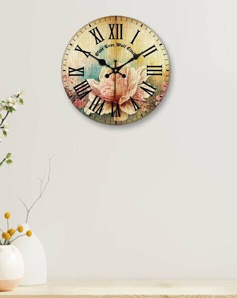 Olive Tree Floral Print Wooden Wall Clock