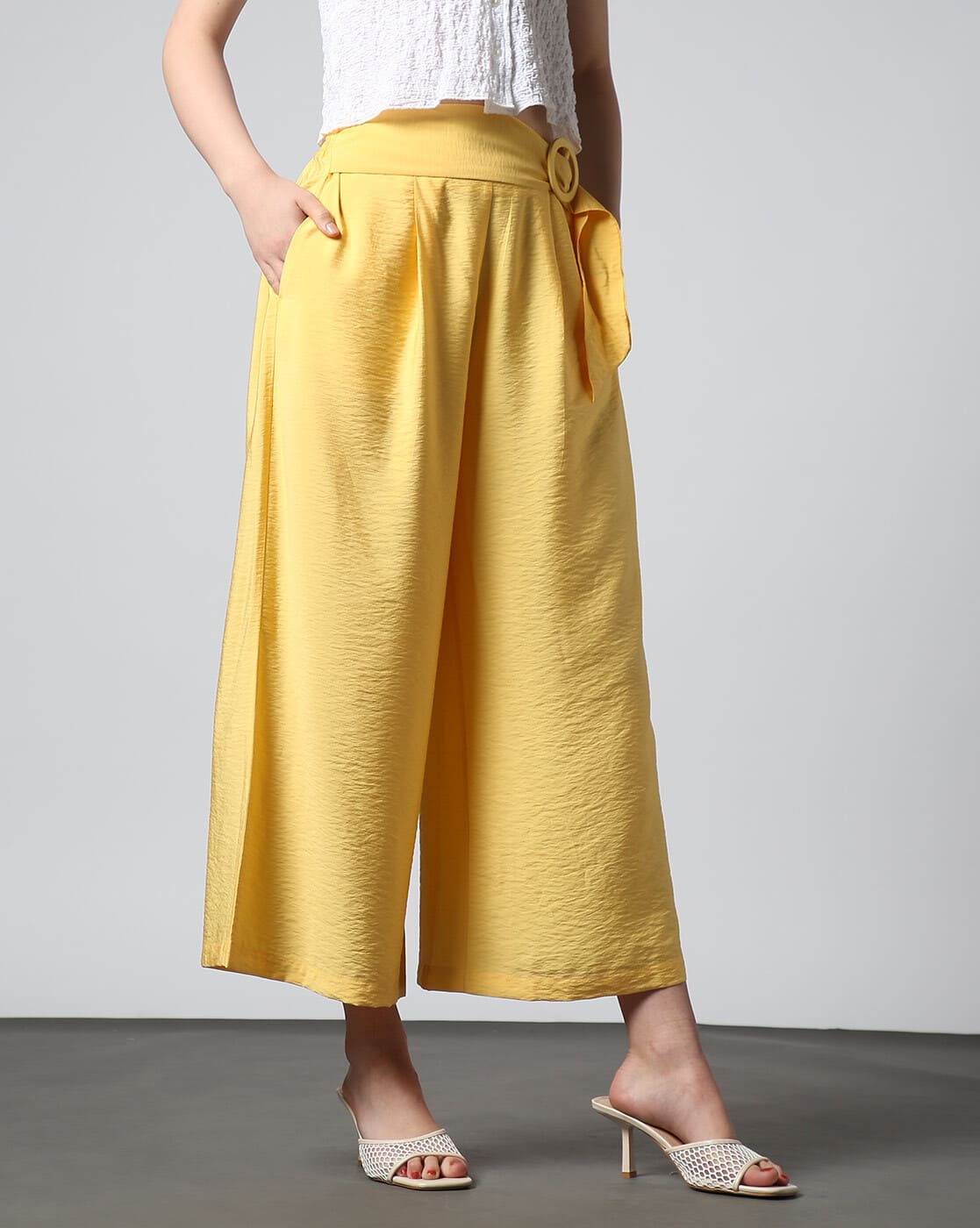 Outryt Mustard Paperbag Pants Top Women's Paperbag Trousers Store