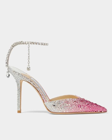 Saeda 100 Satin Pumps with Crystals