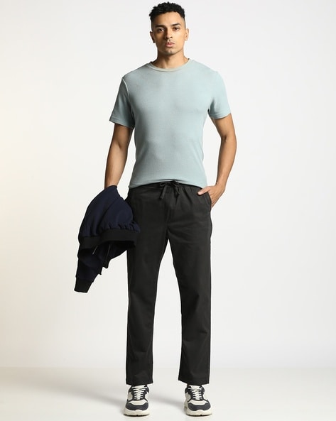 Relaxed Fit Ribbed Waist Pull-On Pants