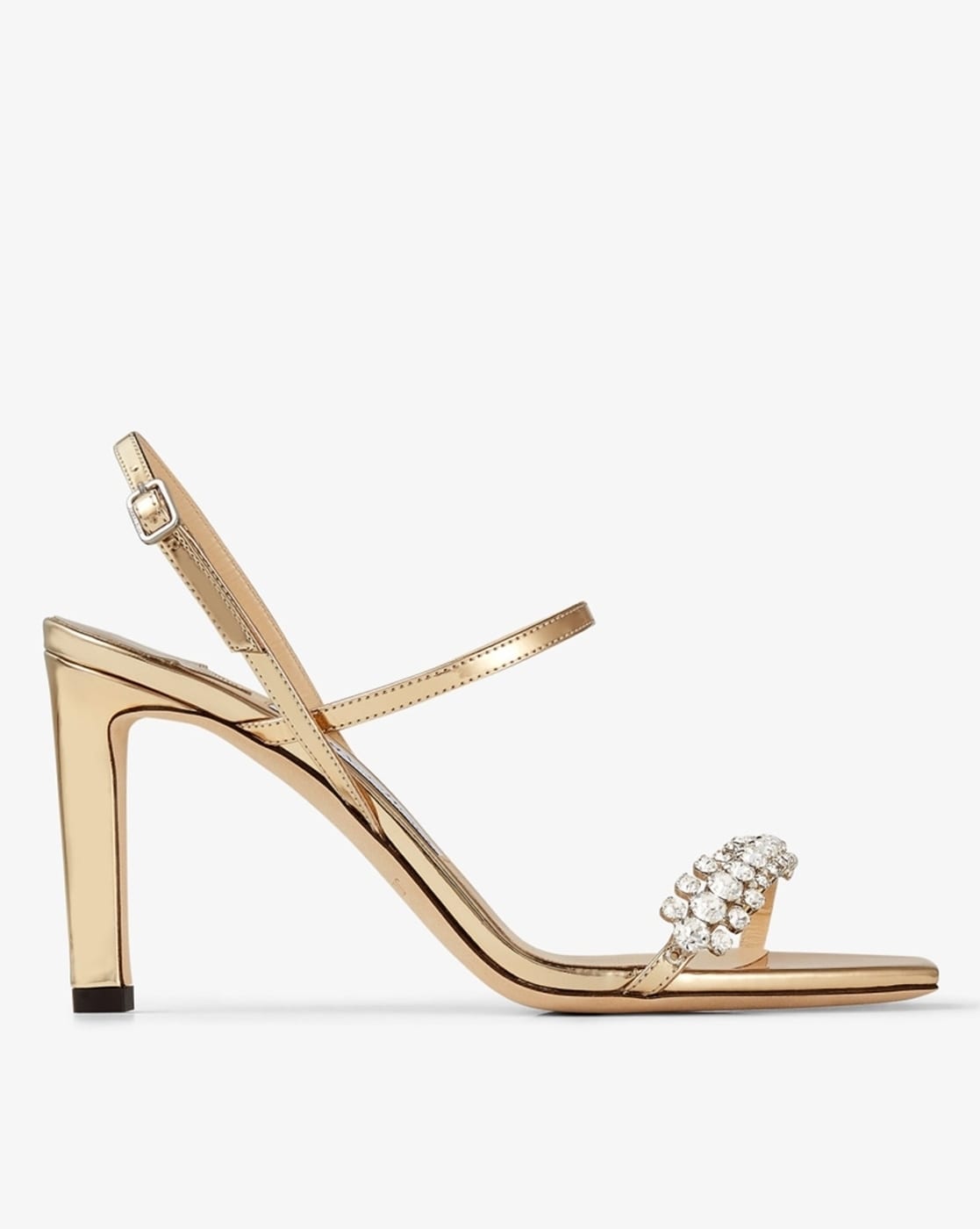 Azie 85 | Latte and Black Patchwork Nappa Leather Sandals | JIMMY CHOO