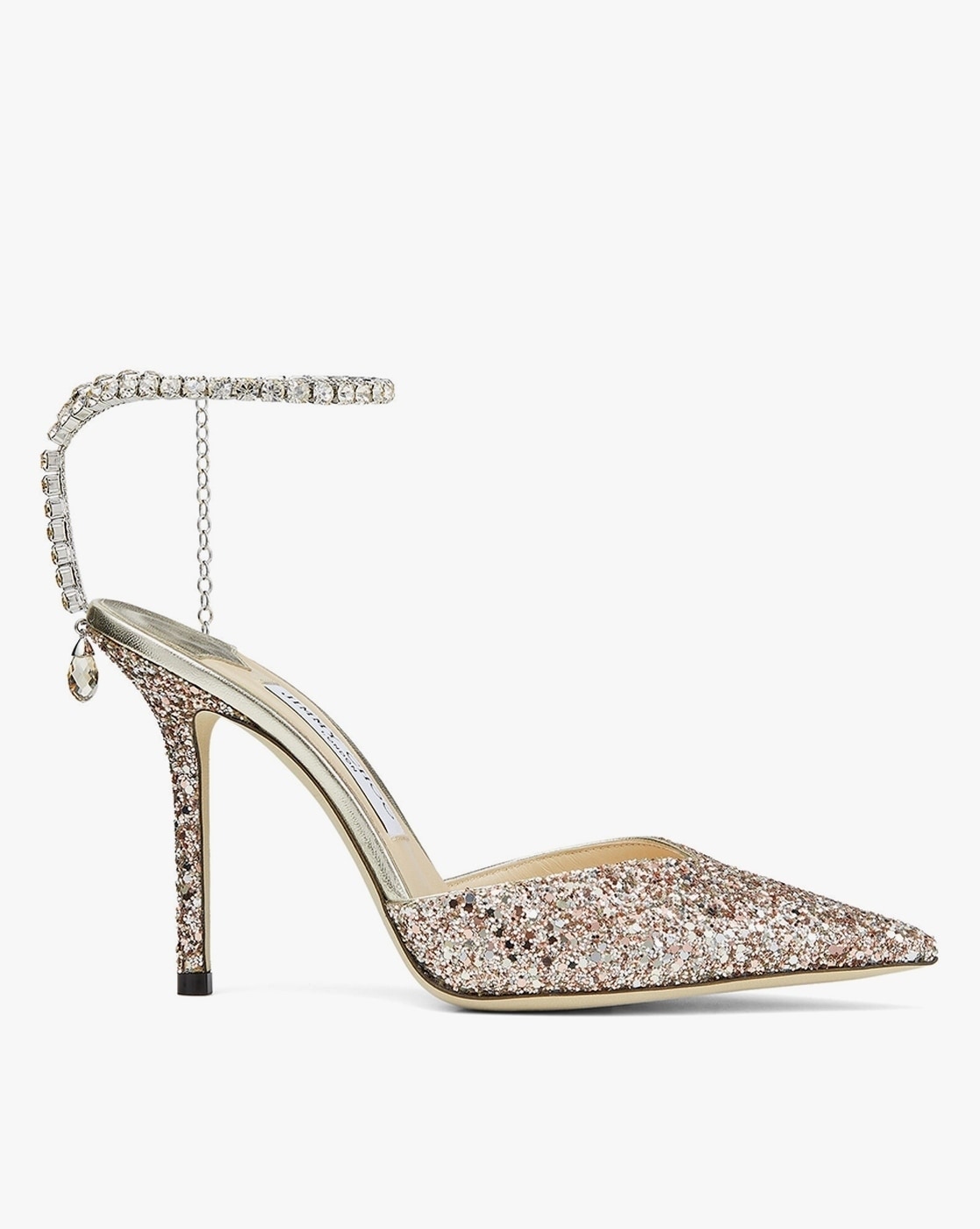 Jimmy Choo Glitter Flat Slides in Silver Leather Silvery Metallic  ref.526357 - Joli Closet