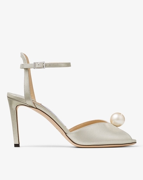 Silver Leda Beaded Asymmetric Glittered Sandals - CHARLES & KEITH IN