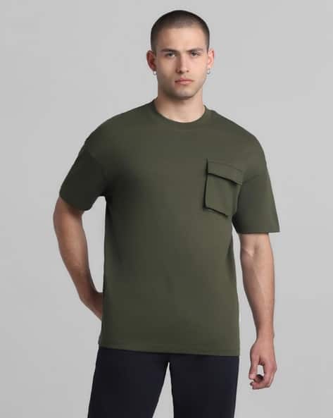 Men Boxy Fit Crew-Neck T-Shirt with Flap Pocket - Main Image