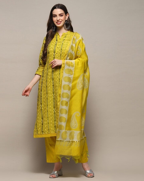 Women Ikat Print 3-Piece Dress Material Price in India