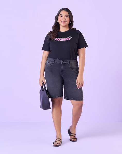 Buy Black Shorts for Women by Big Hello The Plus Life Online
