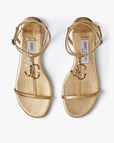 Jimmy Choo Women Gold Maelie 70 Mirrored-Leather Sandals - Walmart.com