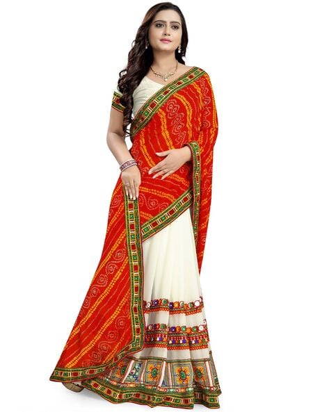 Astounding Off White Half N Half Saree