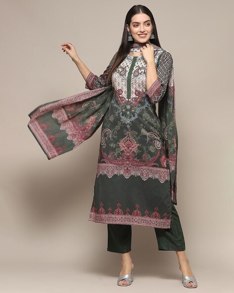 Women Paisley Print 3-Piece Dress Material Price in India