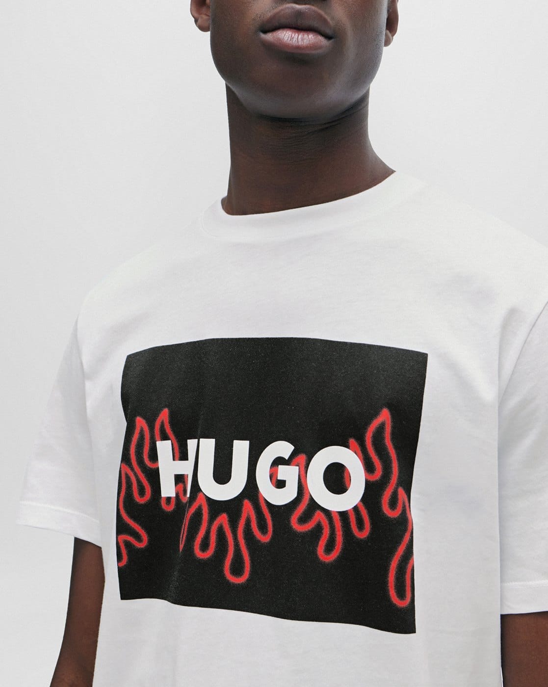 Buy HUGO Flame Logo Cotton-Jersey Regular Fit T-Shirt