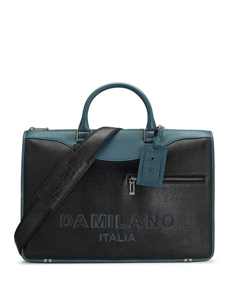 Men Brand Embossed Genuine Leather Laptop Bag