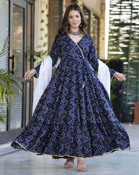 Women Printed Anarkali Kurta Suit Set