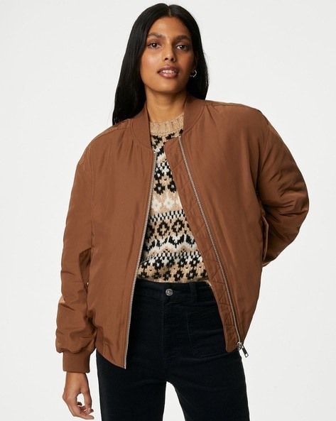 Women Relaxed Fit Padded Bomber Jacket