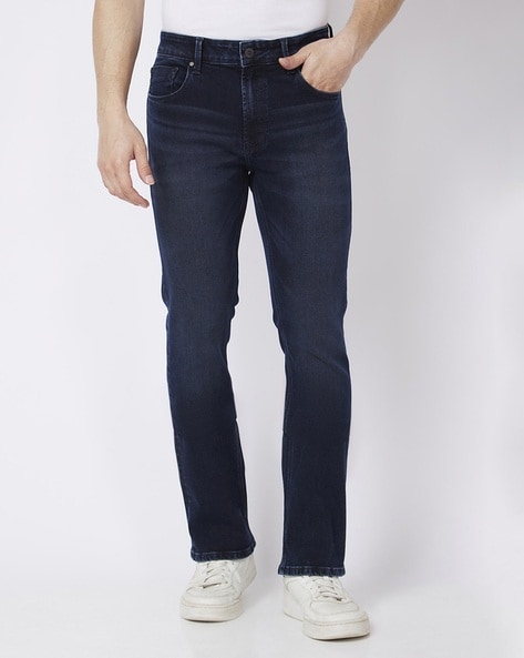 Men Lightly Washed Rafter Fit Bootcut Jeans