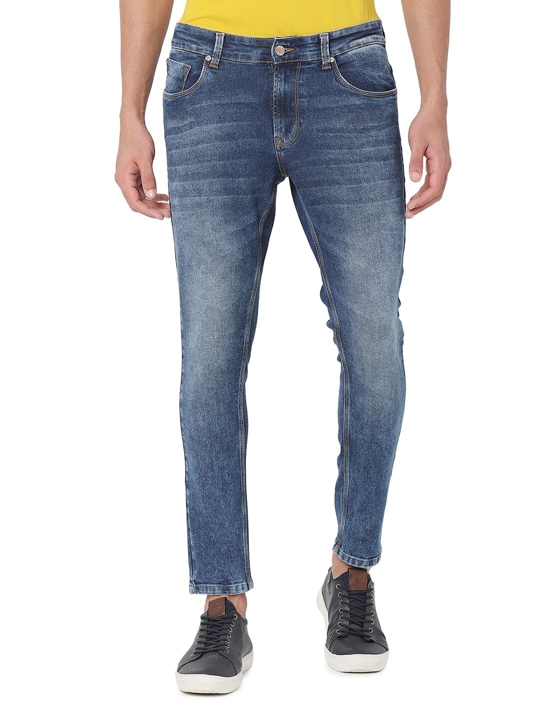 Buy SPYKAR Blue Mid Wash Cotton Tapered Fit Men's Jeans | Shoppers Stop