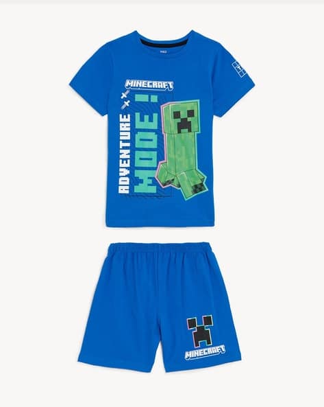 Unisex Minecraft Graphic Print T-Shirt Shorts Set