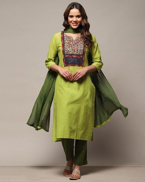 Buy Green Dress Material for Women by Biba Online Ajio