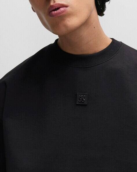 Buy HUGO Stretch Cotton Stacked Logo Regular Fit Sweatshirt  