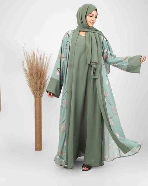 slim fit dress slacks Tulip Cut Dark Green Abaya main image 1