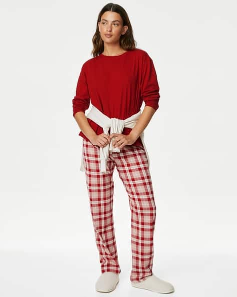 Women Pure Cotton Checked Pyjama Set