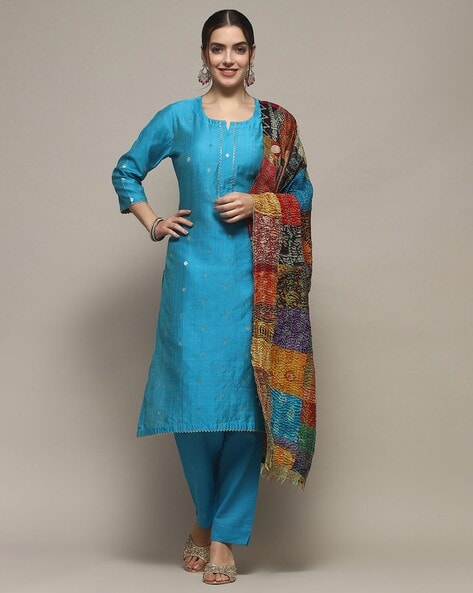 Women 3-Piece Dress Material with Woven Motifs Price in India