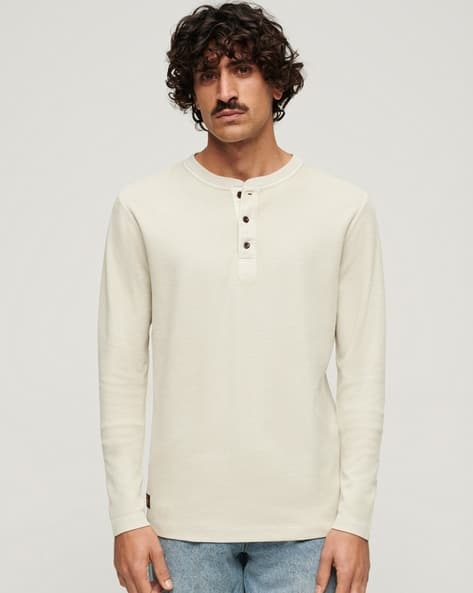 SUPERDRY Waffle Long-Sleeve Henley T-Shirt