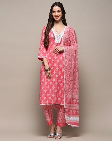 Buy Pink Dress Material for Women by Biba Online Ajio