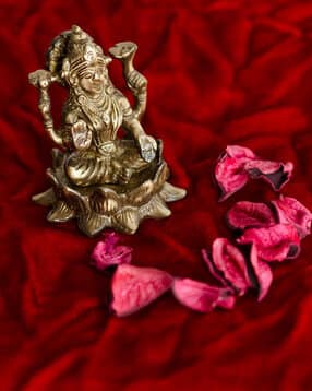 ecraftindia Antique Finish Brass Goddess Laxmi on Lotus-picture-47