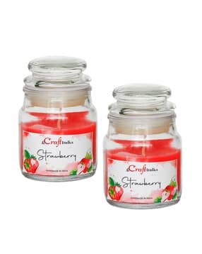 ecraftindia Set of 2 Strawberry Scented Jar Candle-picture-44