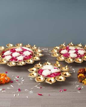 Set of 3 Gold-Plated Metal Floral Urlis