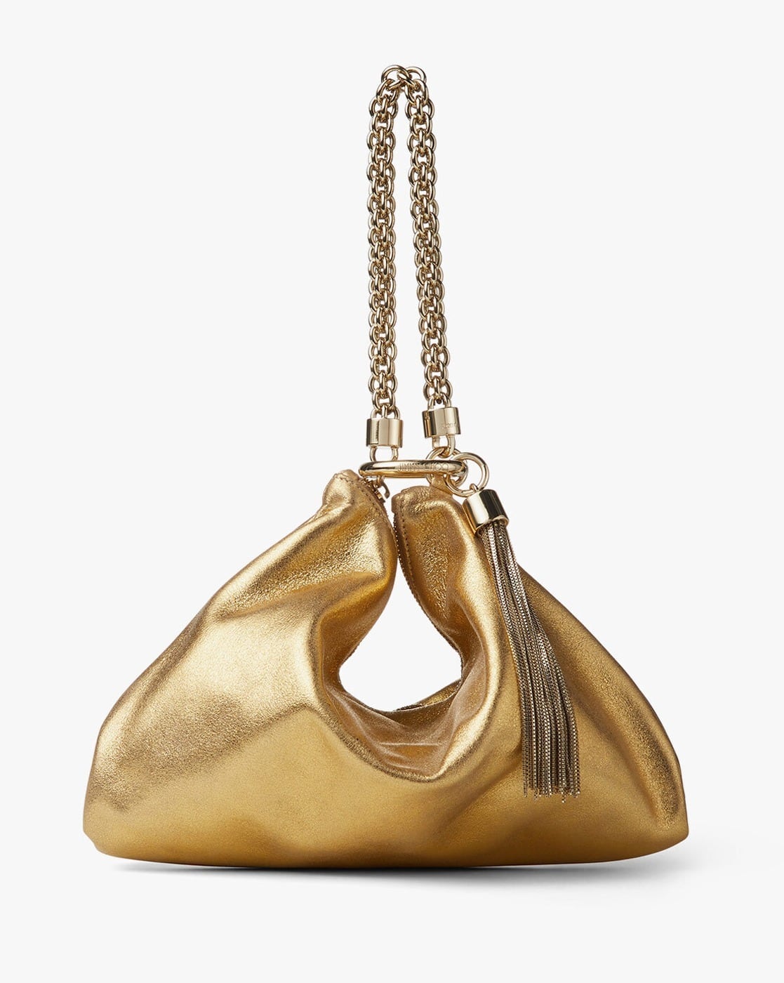 Buy Jimmy Choo Callie Tassel Trim Top Handle Clutch | Gold Color