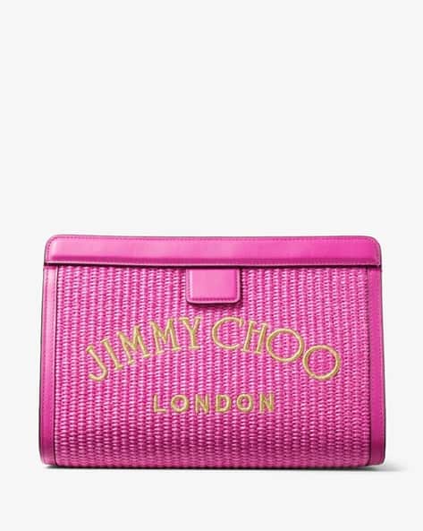 Buy Jimmy Choo Avenue Pouch with Natural Raffia Smooth