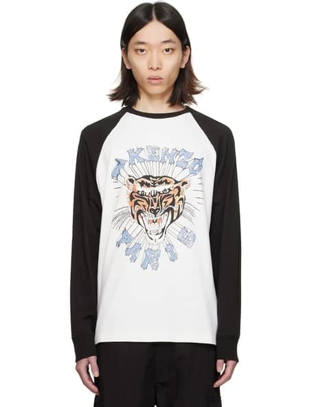 【送料関税込】KENZO Drawn Varsity Tシャツ Kenzo Men's Drawn Varsity T-Shirt in Off White Kenzo