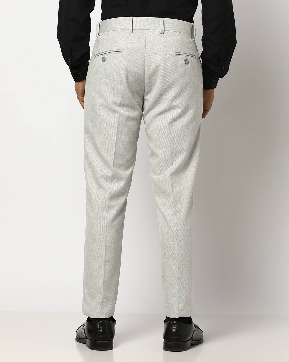 Men Low-Rise Slim Fit Flat-Front Trousers