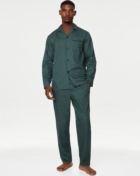 Buy Green Navy Blue Night&LoungeWearSets for Men by Marks