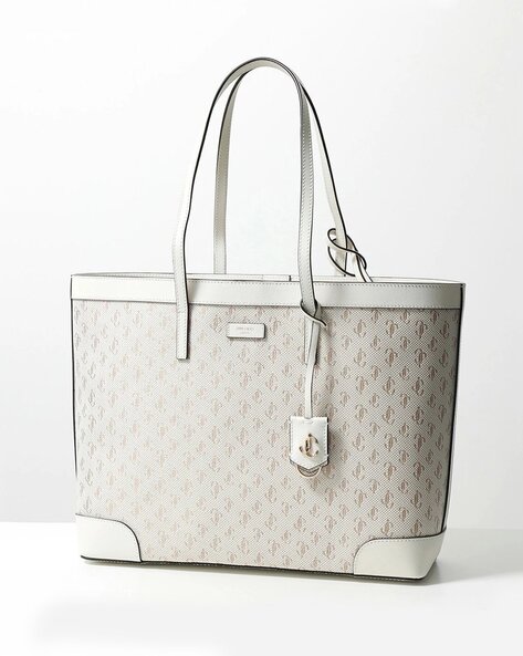 Buy Jimmy Choo Nine 2 Five JC Monogram Jacquard Lurex Tote Bag | Off White  Color Women | AJIO LUXE