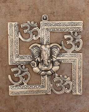 ecraftindia Lord Ganesha on Om Swastik Wall Hanging-picture-25