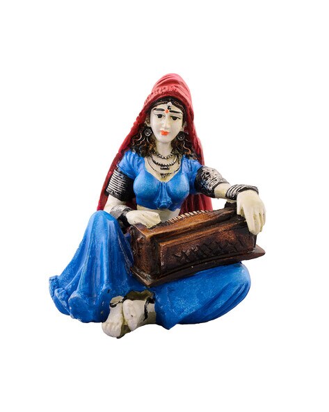 Ecraftindia Polyresin Rajasthani Lady Playing Harmonium Showpiece