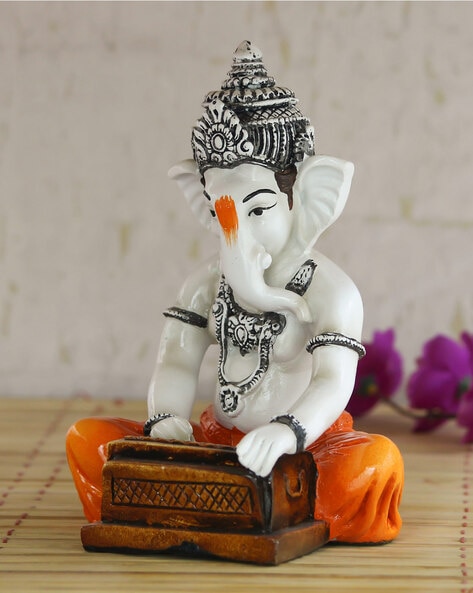 Ecraftindia Lord Ganesha Playing Harmonium Decorative Showpiece