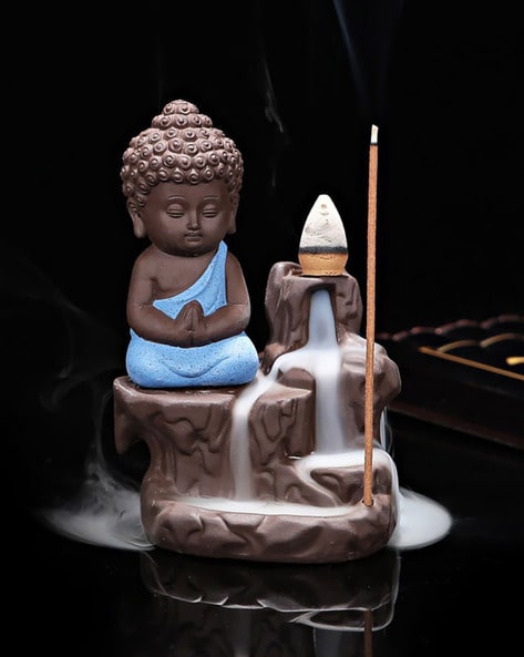 Polyresin Blue Meditating Buddha Statue Showpiece Figurine for