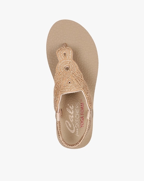 Rose gold skechers flip flops online