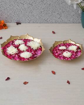 Set of 2 Gold-Plated Metal Lotus Urlis