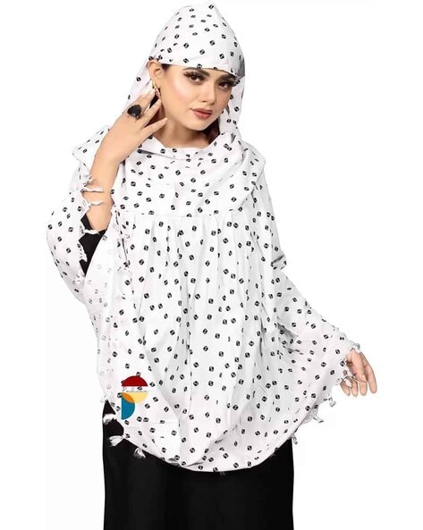 Women Geometric Print Cap Scarf with Back Tie-Up Price in India