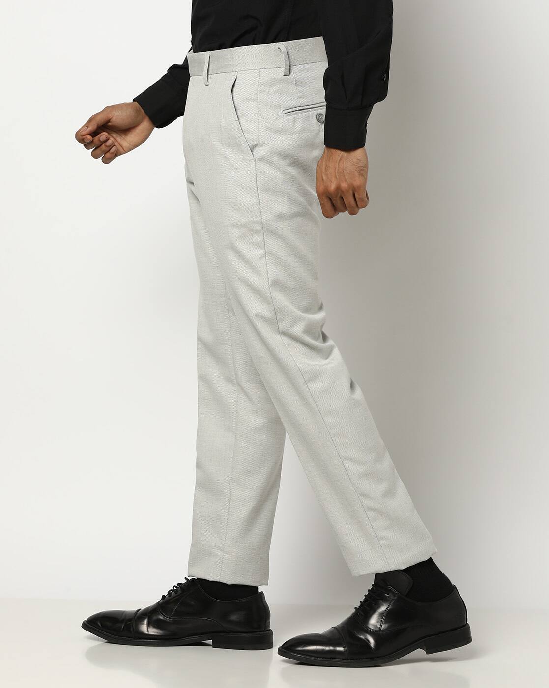 Men Low-Rise Slim Fit Flat-Front Trousers