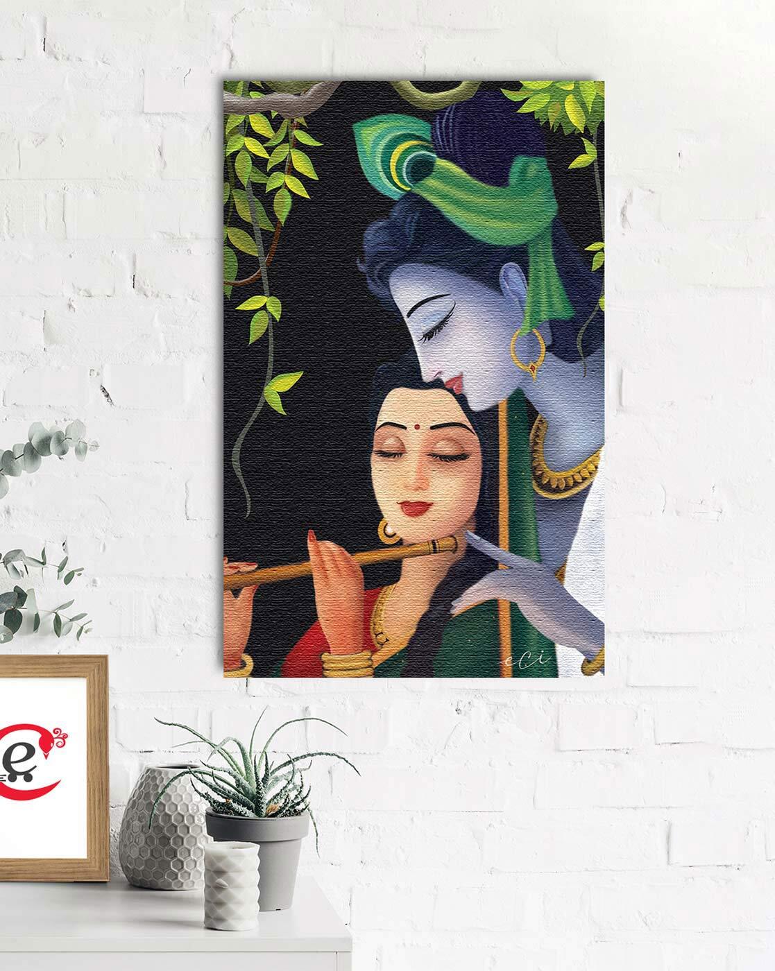 Story@Home Synthetic Wood Framed Radha Krishna' Modern Wall Art Painting  for Decorating Living Room, Drawing Room, Bedroom, Hall Ready to Hang (30cm  x 30cm x 3cm) : Amazon.in: Home & Kitchen