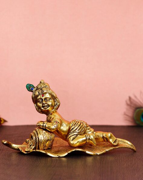 Buy Aesthetic Krishna Colorful Brass Idol Online