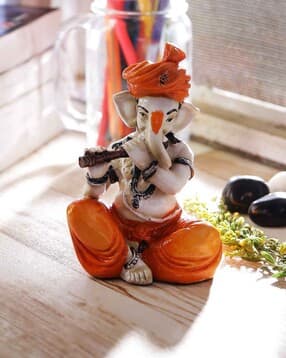 ecraftindia Polyresin Lord Ganesha Playing Flute Idol-picture-5