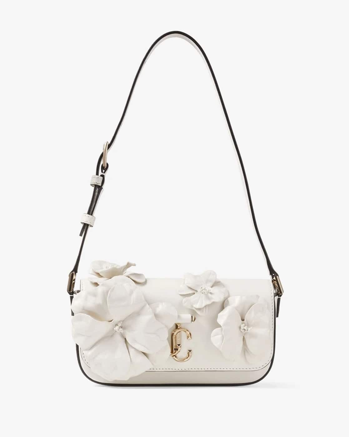 Buy Jimmy Choo Avenue Mini Shoulder Bag with Flowers | White Color