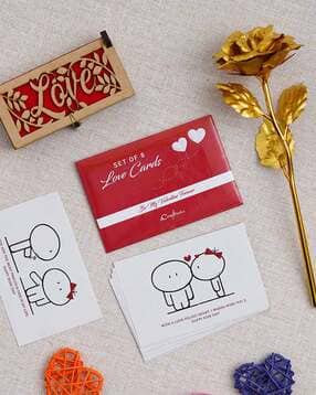 ecraftindia Set of 8 Love Cards with Rose & Wooden Love Showpiece-picture-43
