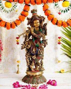 ecraftindia Krishna Playing Flute  Handcrafted Antique-picture-49
